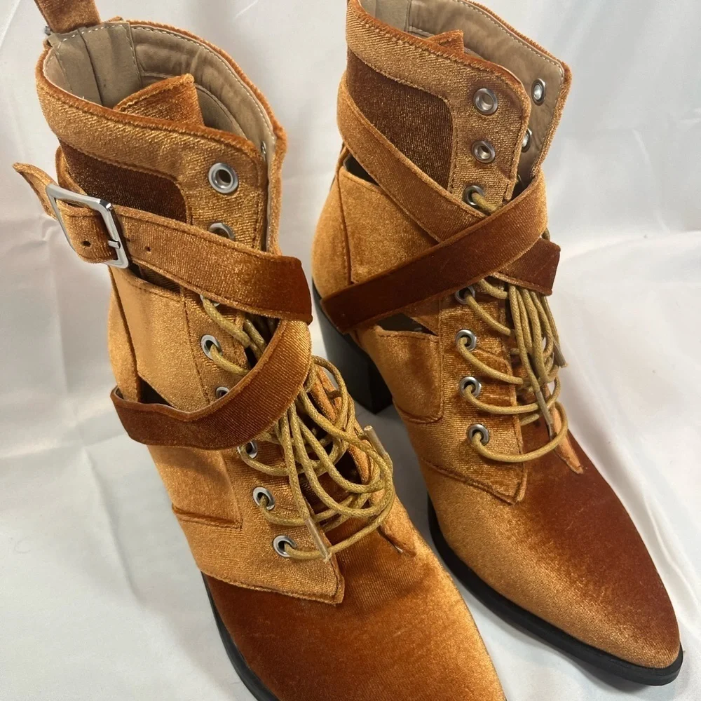Like New!!!  Nasty Gal Copper Velvet Velour Booties